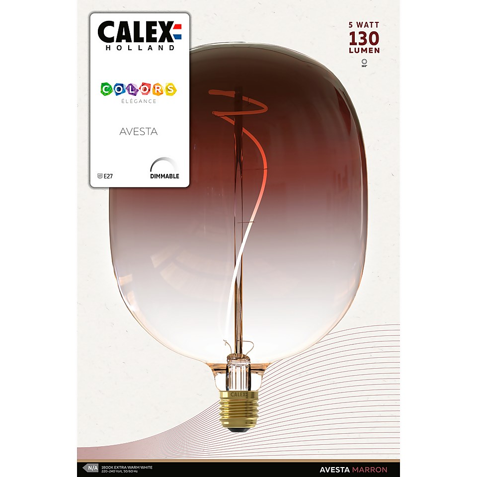 Calex Filament XXL Avesta Marron Gradient Colours Elegance Red E27 Dimmable 130 Lumen Warm White Decorative Light Bulb