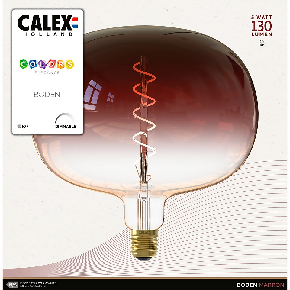 Calex Filament XXL Boden Marron Gradient Colours Elegance Red E27 Dimmable 130 Lumen Warm White Decorative Light Bulb