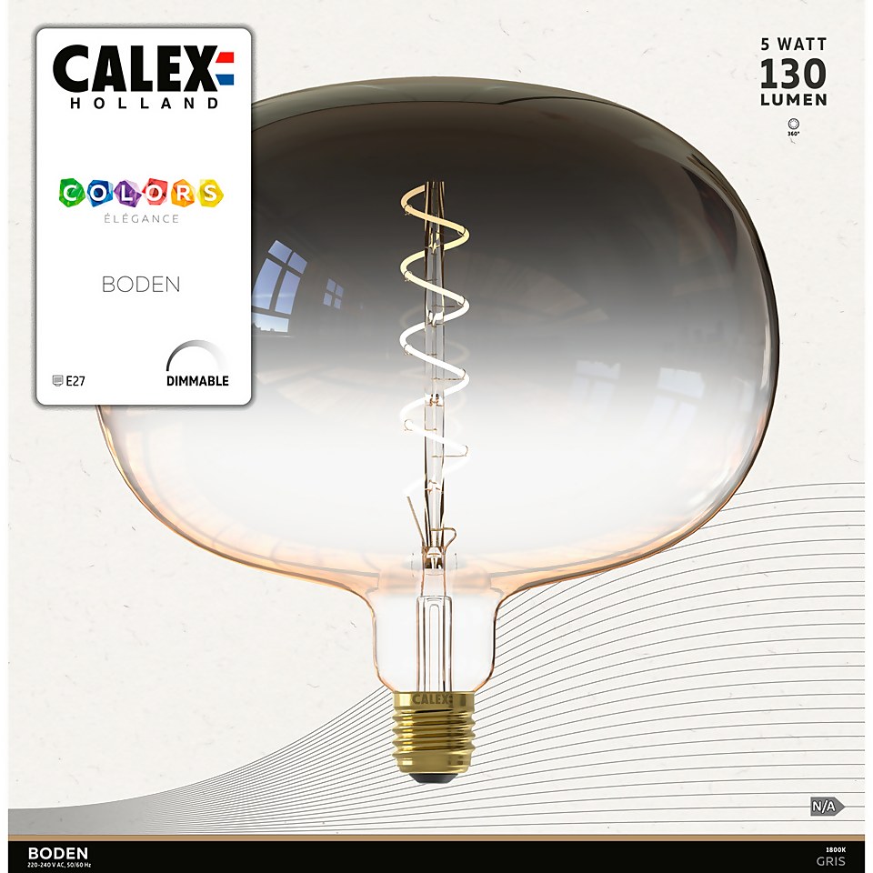 Calex Filament XXL Boden Gris Gradient Colours Elegance Grey E27 Dimmable 130 Lumen Warm White Decorative Light Bulb