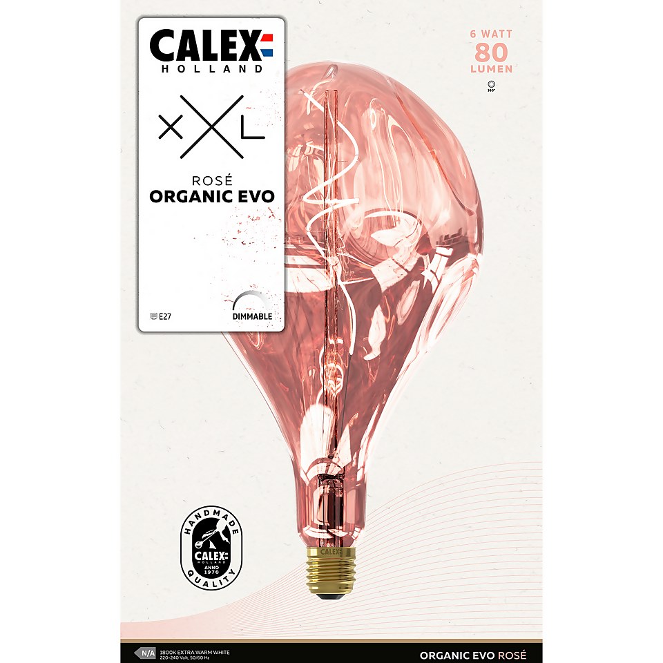 Calex Filament XXL Mirror Glass Organic Evo PS165 Rose E27 Dimmable 80 Lumen Warm White Decorative Light Bulb