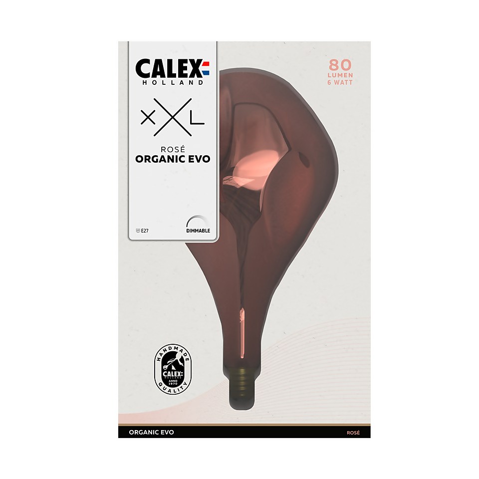 Calex Filament XXL Mirror Glass Organic Evo PS165 Rose E27 Dimmable 80 Lumen Warm White Decorative Light Bulb