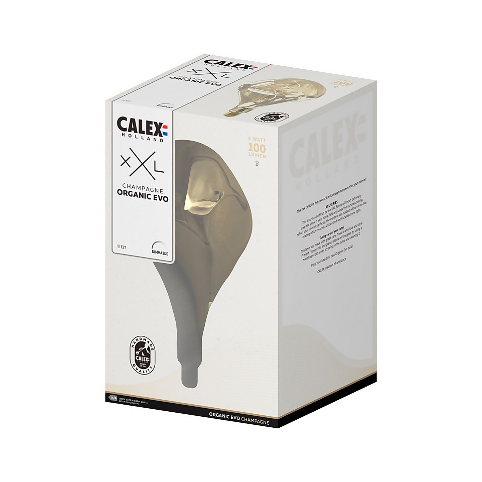 Calex Filament XXL Mirror Glass Organic Evo PS165 Champagne E27 Dimmable 100 Lumen Warm White Decorative Light Bulb