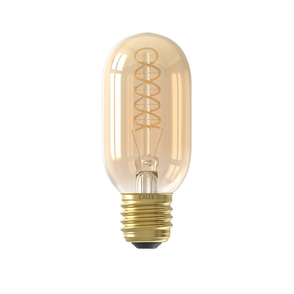 Calex Filament Flex Tubular T45 Gold E27 Dimmable 250 Lumen Warm White Decorative Light Bulb