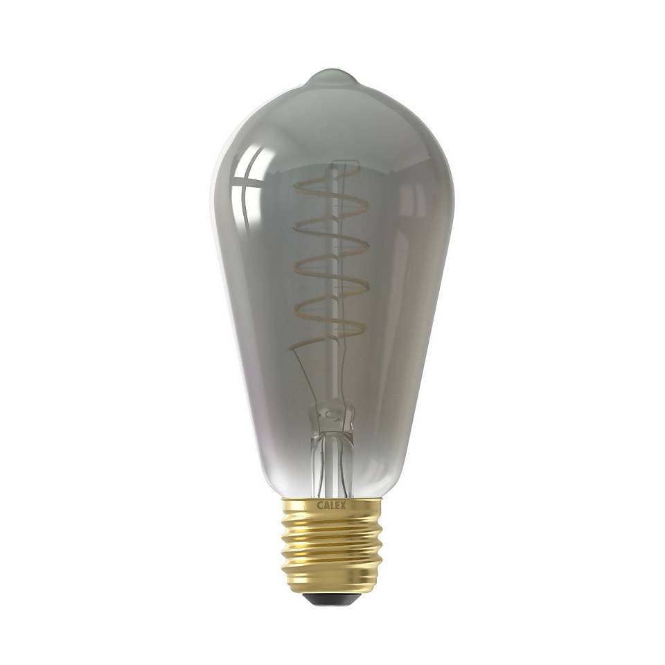 Calex Filament Rustic Spherical Tubular ST64 Titanium E27 Dimmable 136 Lumen  Warm White Decorative Light Bulb