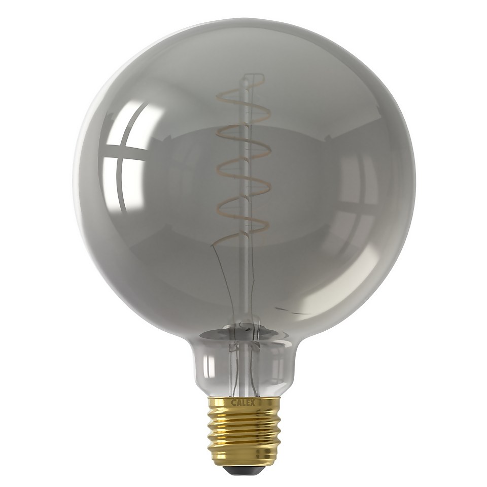 Calex Filament Flex Globe G125 Titanium E27 Dimmable 136 Lumen Warm White Decorative Light Bulb