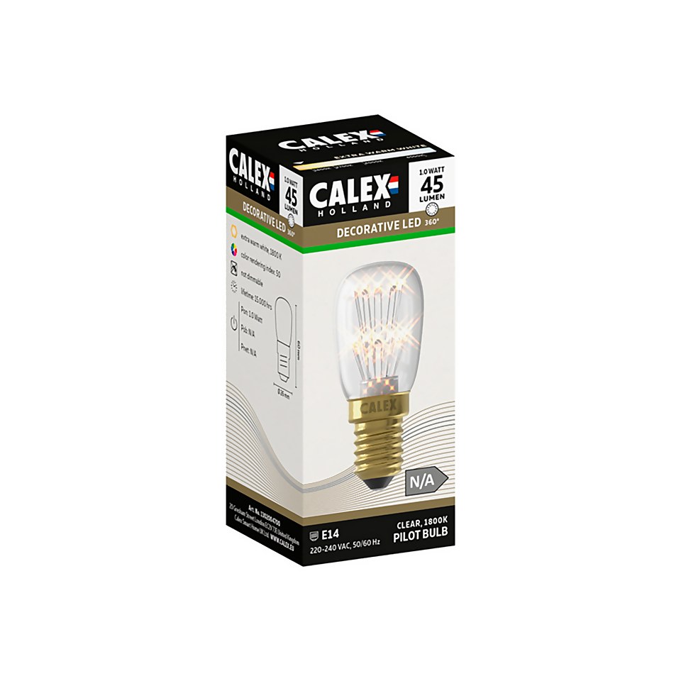 Calex LED Pearl Tubular T26 E14 Non Dimmable 55 Lumen Warm White Decorative Light Bulb