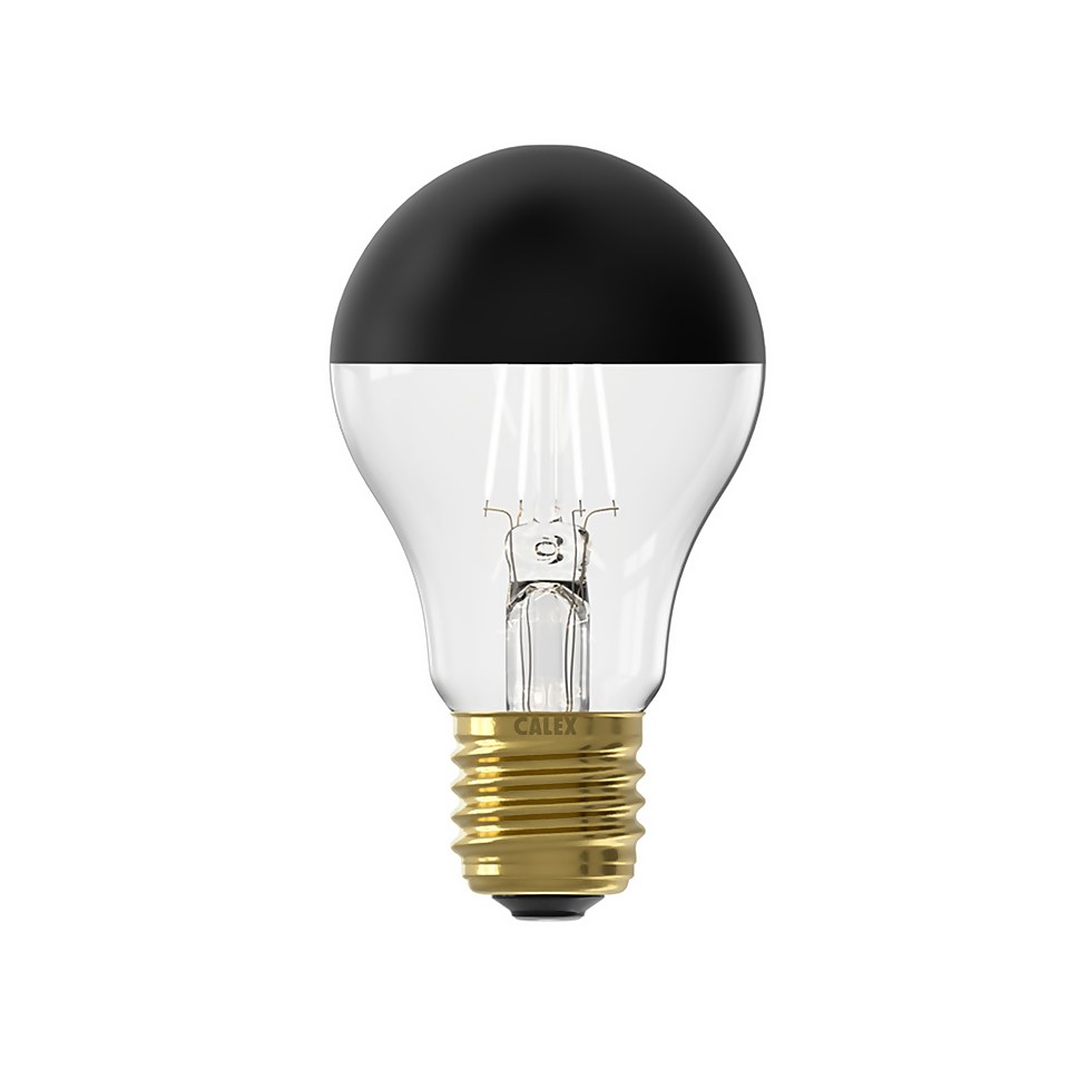 Calex Filament Mirror Top Classic A60 Black E27 Dimmable 180 Lumen Warm White Decorative Light Bulb