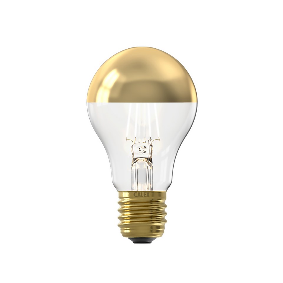 Calex Filament Mirror Top Classic A60 Gold E27 Dimmable 180 Lumen Warm White Decorative Light Bulb