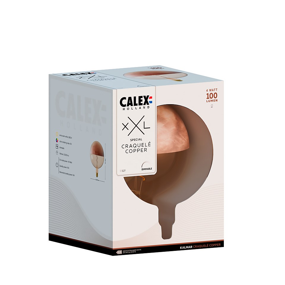 Calex Filament XXL Kalmar Special Craquele Copper E27 Dimmable 100 Lumen Warm White Decorative Light Bulb