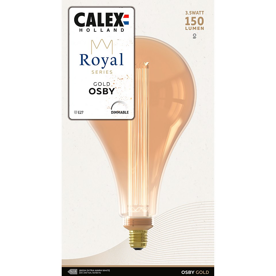 Calex LED XXL Royal Osby Gold E27 Dimmable 150 Lumen Warm White Decorative Light Bulb