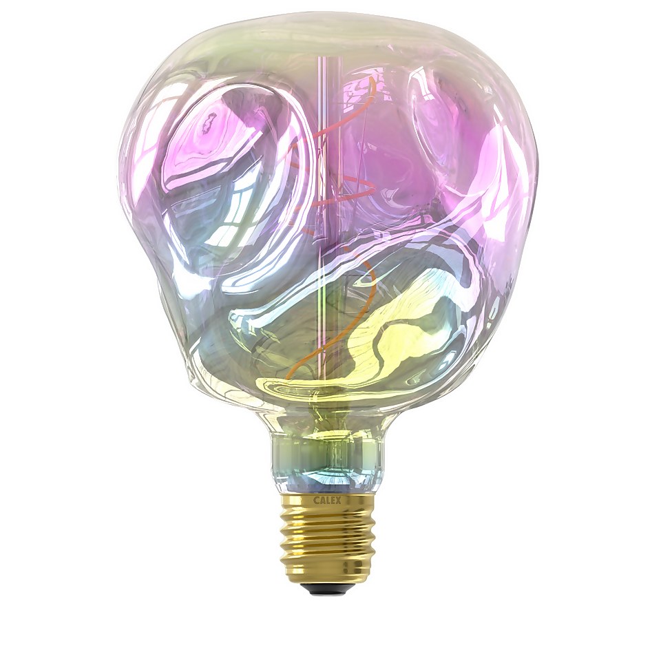 Calex Filament XXL Mirror Glass Globe Organic Neo G125 Rainbow E27 Dimmable 80 Lumen Warm White Decorative Light Bulb