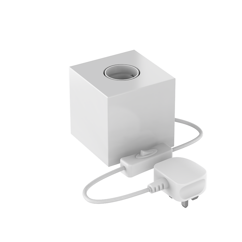Calex E27 Table Lamp Cube With 1.8m Cord - Matt White