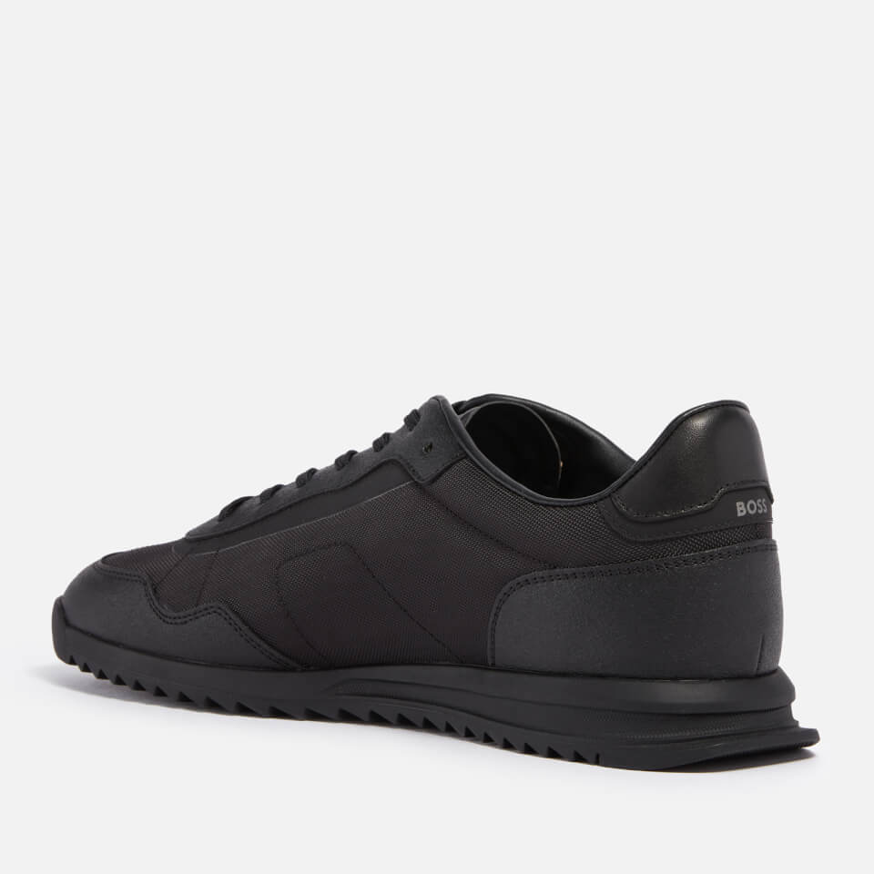 BOSS Men's Zayn Faux Leather and Canvas Trainers