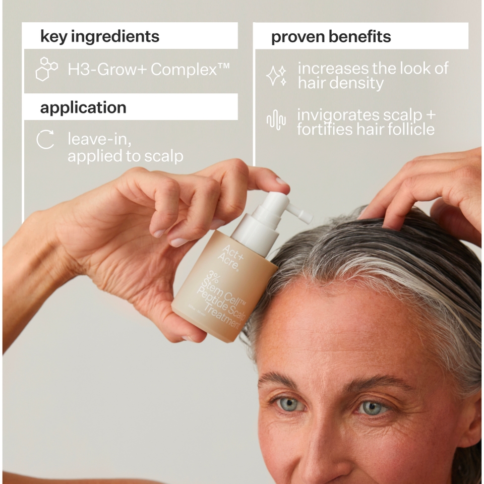 Act+Acre 3% Stem Cell Peptide H3-Grow+ Complex Scalp Treatment For Hair Thinning and Growth 89ml