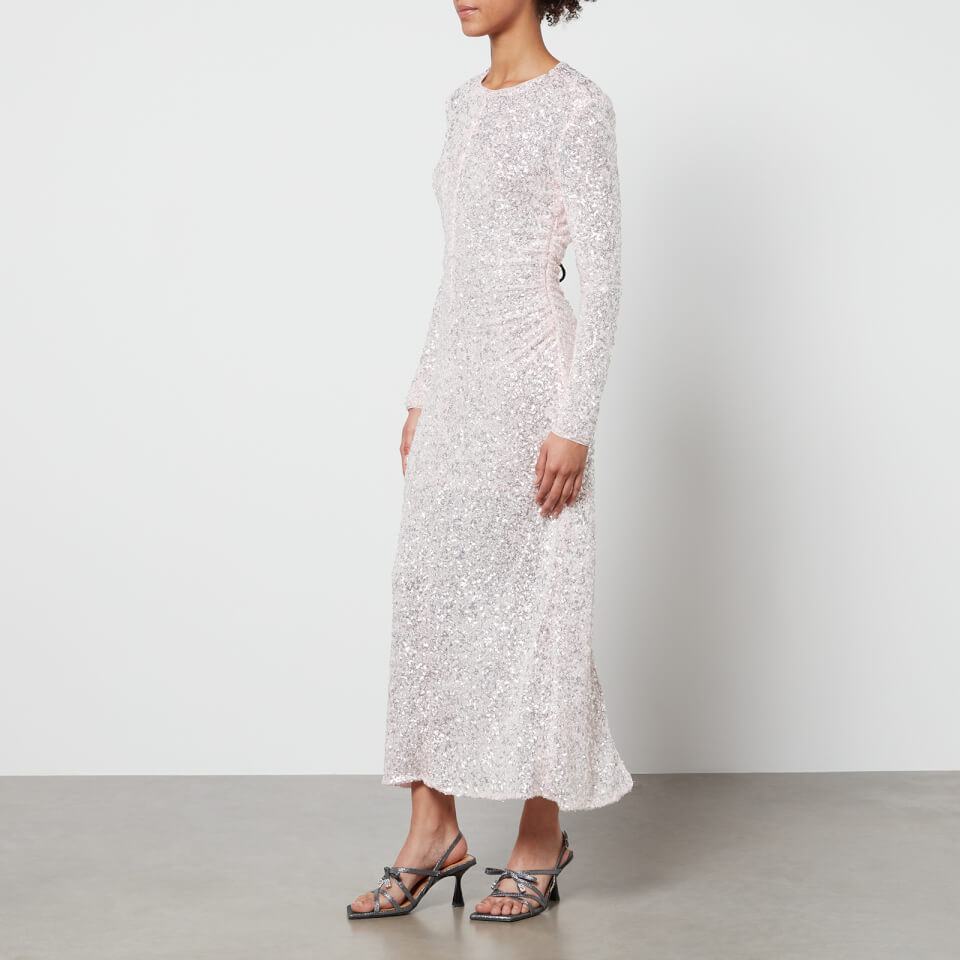 【関税＆送料込み】Ganni 3D Sequins Long Slip Dress Ganni 3d Sequins Maxi Slip Dress In Silver - 47% Off