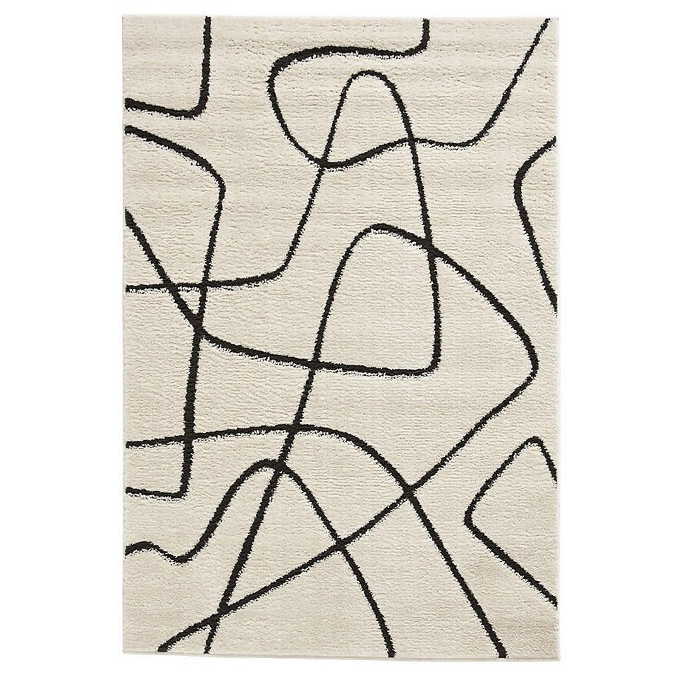 Ivar Abstract Rug Cream 120x170cm Homebase