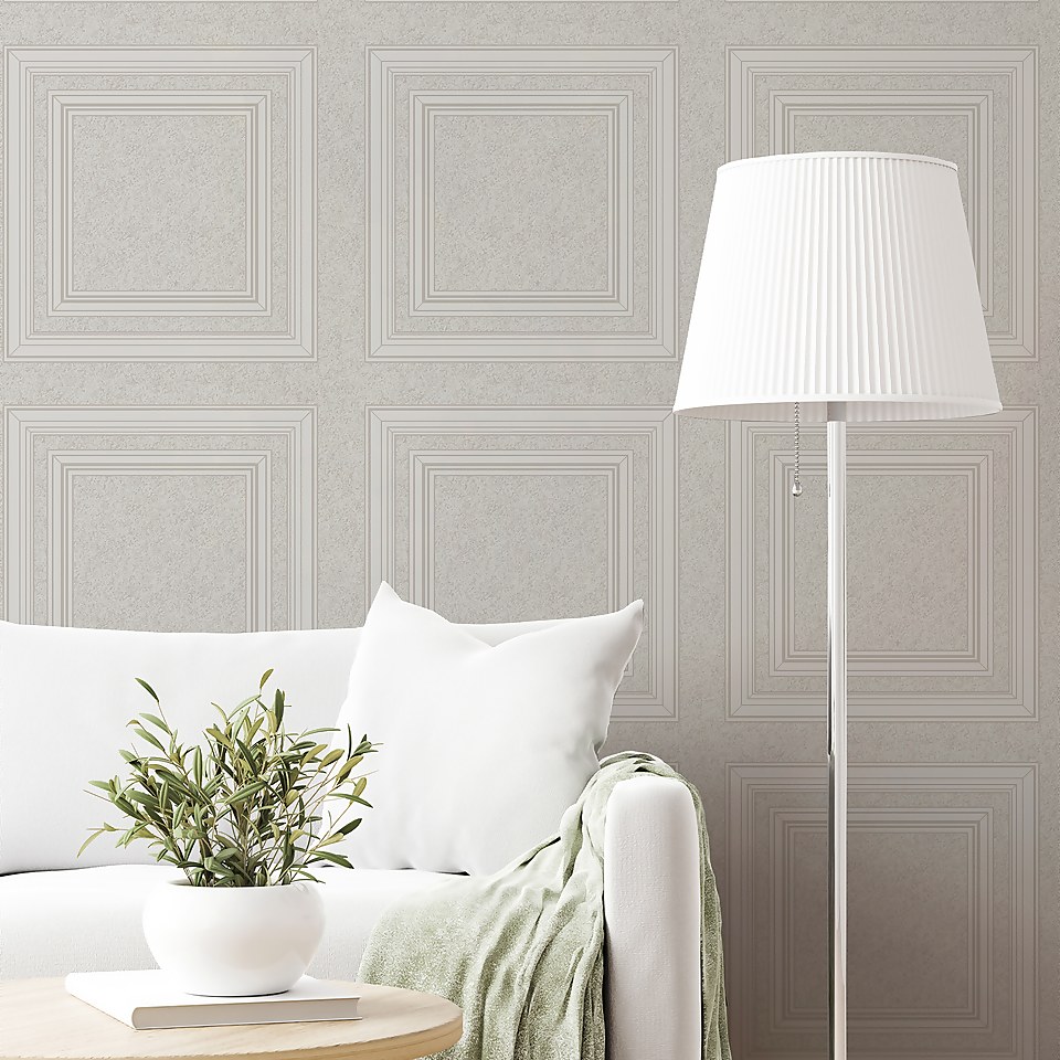 Belgravia Decor Panel Grey Textured Wallpaper Homebase