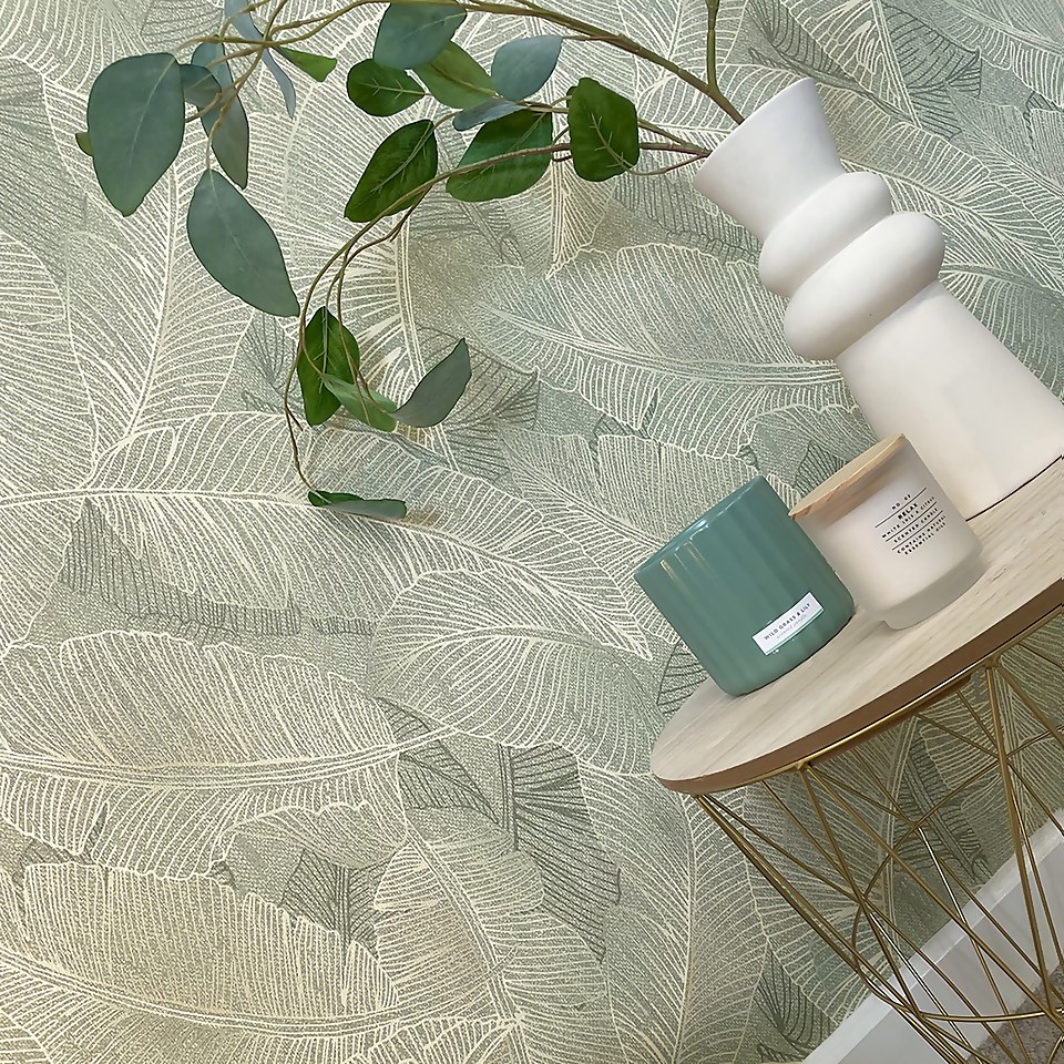 Belgravia Decor Anaya Leaf Green Textured Wallpaper