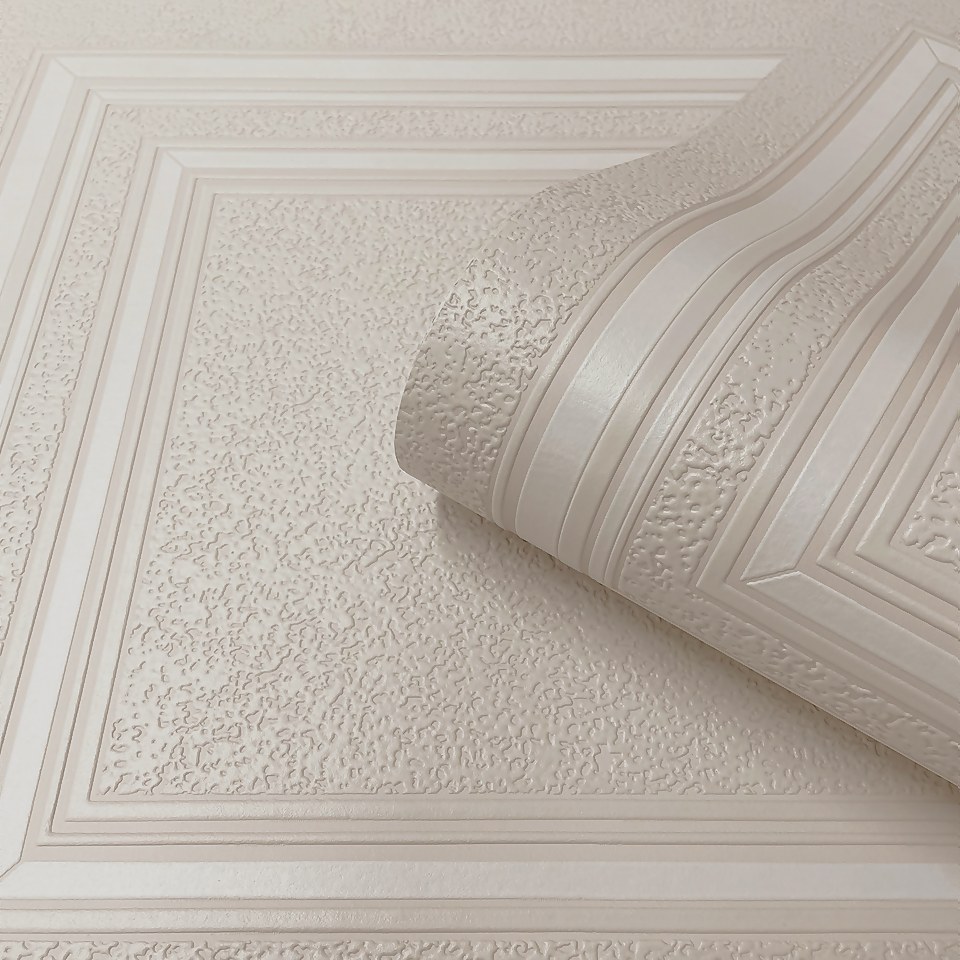 Belgravia Decor Panel Beige Textured Wallpaper Homebase