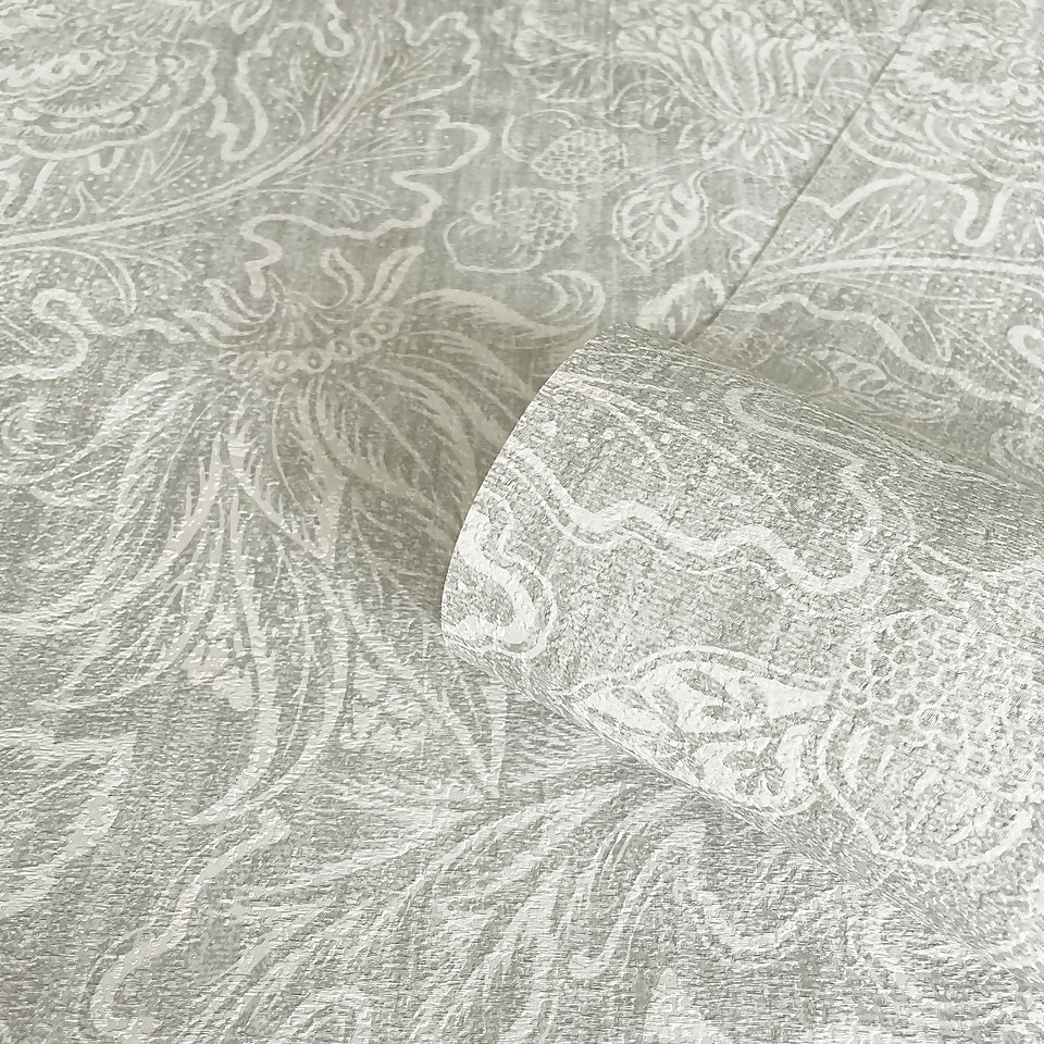 Belgravia Decor Giovanna Trail Grey Textured Wallpaper
