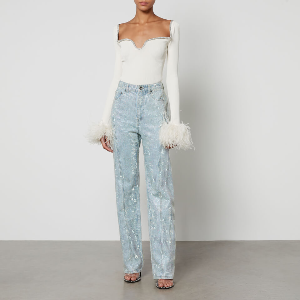 デニム・ジーパン Self Portrait Jeans Denim Con Cristalli Organic Cotton Wide Leg Denim – La Garçonne