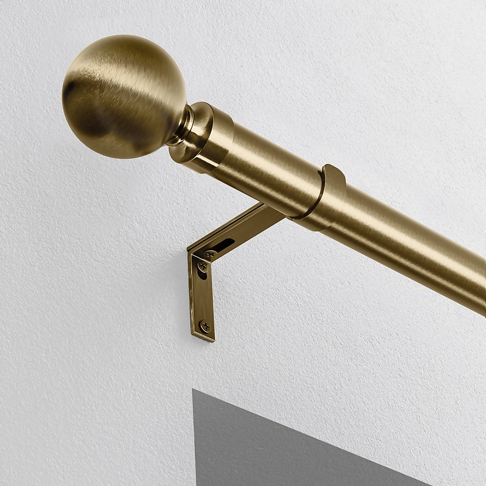 Antique Brass Fixed Eyelet Curtain Poles with Ball Finial 240cm (Dia 28mm) Homebase