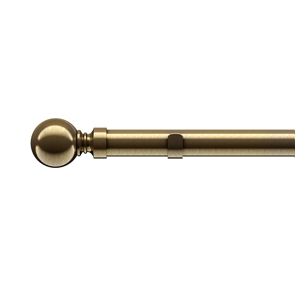 Antique Brass Fixed Eyelet Curtain Poles with Ball Finial 240cm (Dia 28mm) Homebase