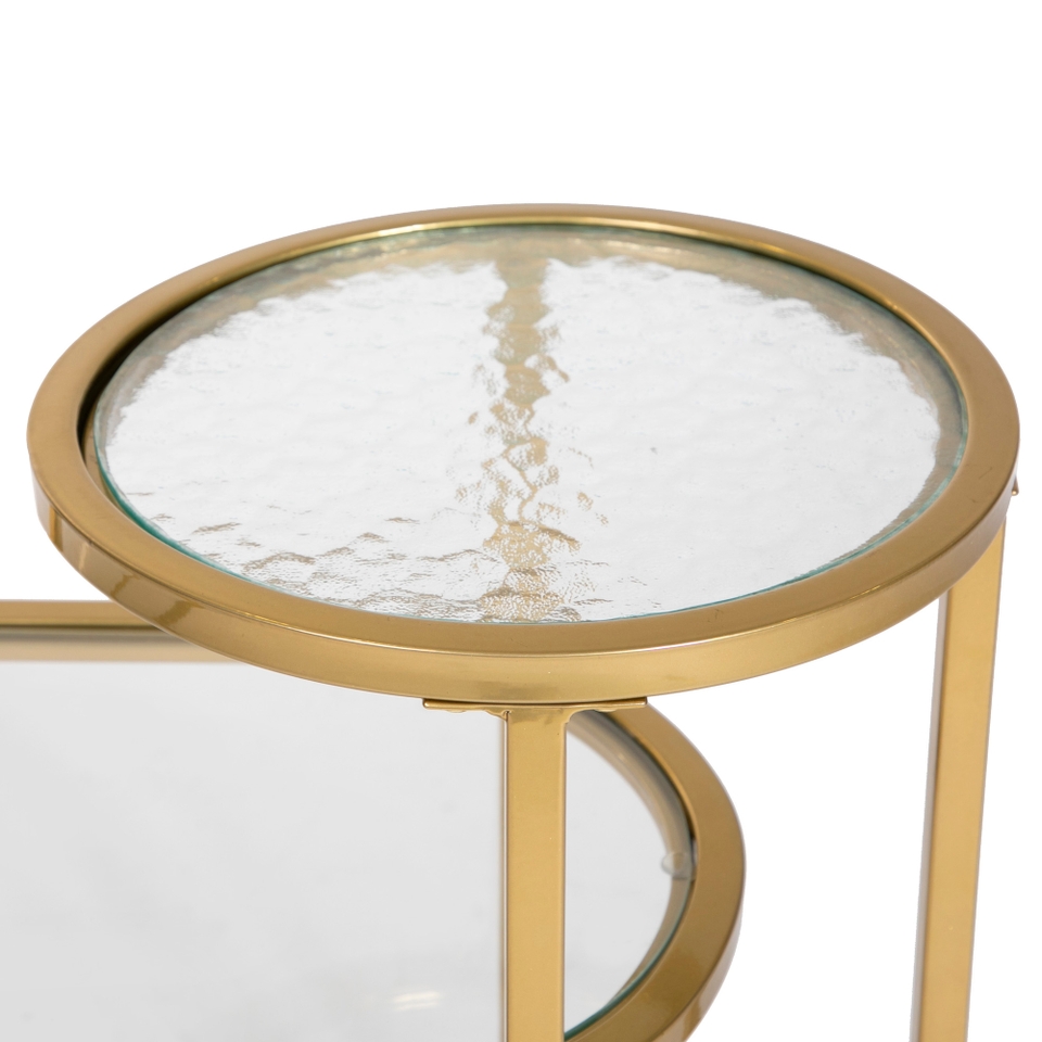 Ophelia 2 Tier Textured Glass Sofa Side Table