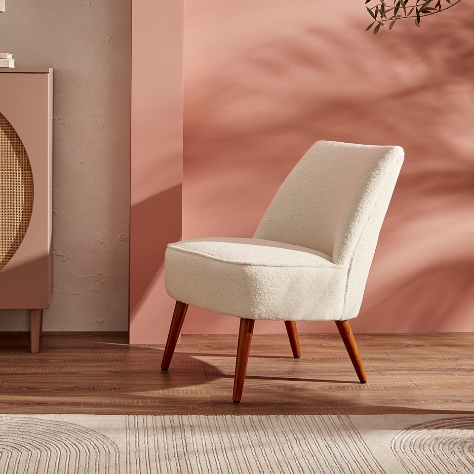 Toby Boucle Accent Chair Cream Homebase