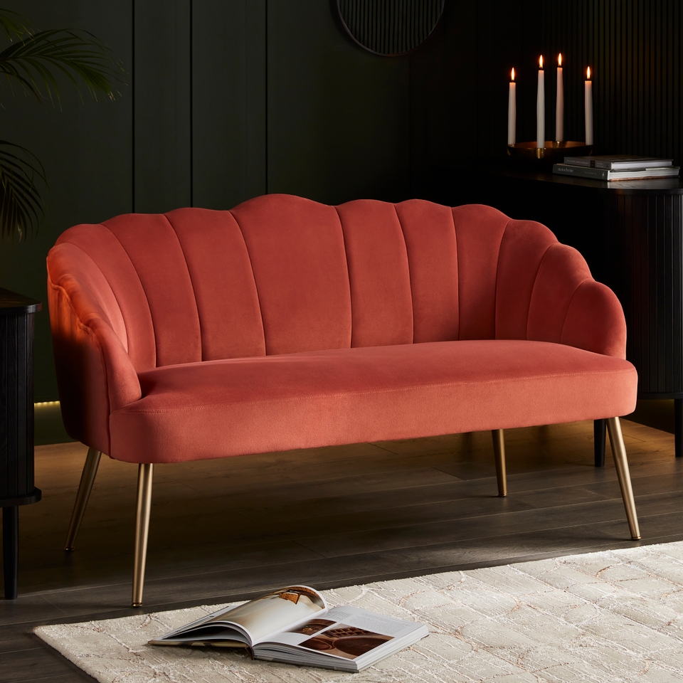 Sophia Scallop Occasional Sofa - Matte Pink