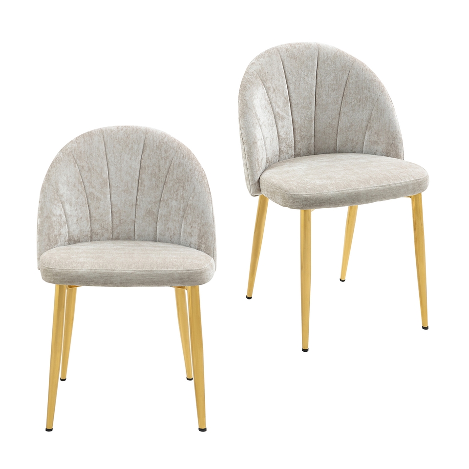 Illona Chenille Dining Chairs - Set of 2 - Champagne