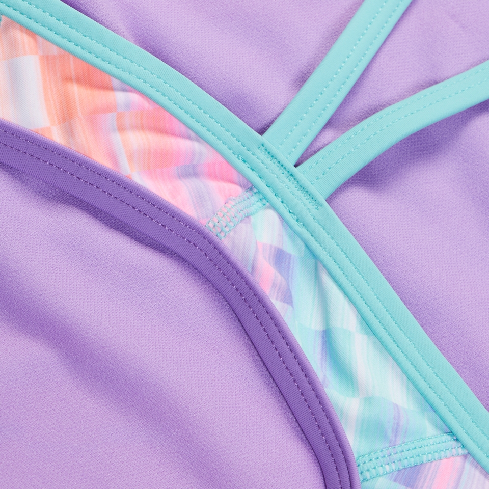 Girls Print Propel Back One Piece Purple