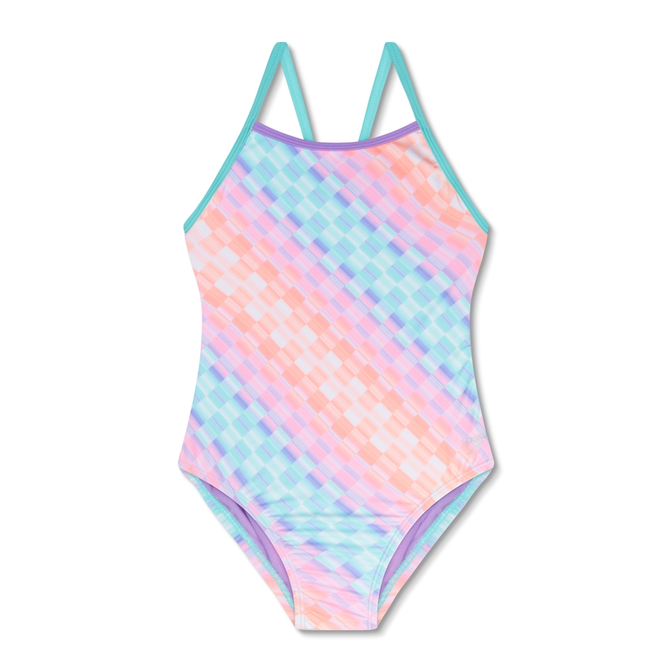 Girls Print Propel Back One Piece Purple