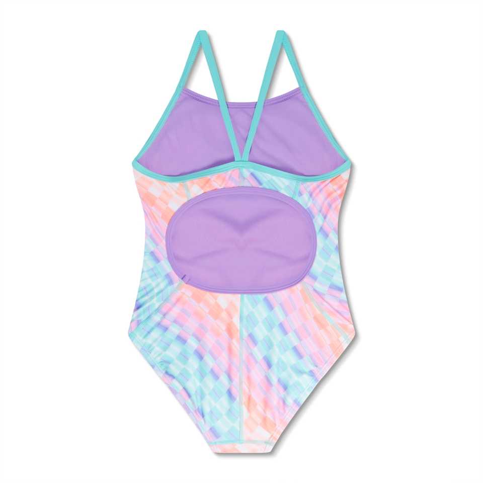 Girls Print Propel Back One Piece Purple