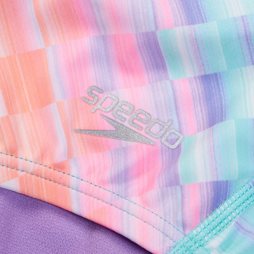 Girls Print Propel Back One Piece Purple