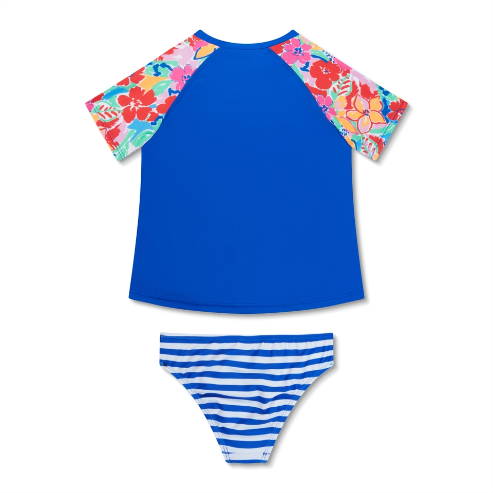 Girls Short Sleeve Rashguard Set Blue