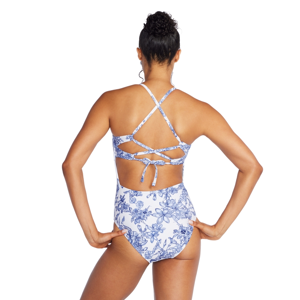 Printed Dbl Cross Back One Piece