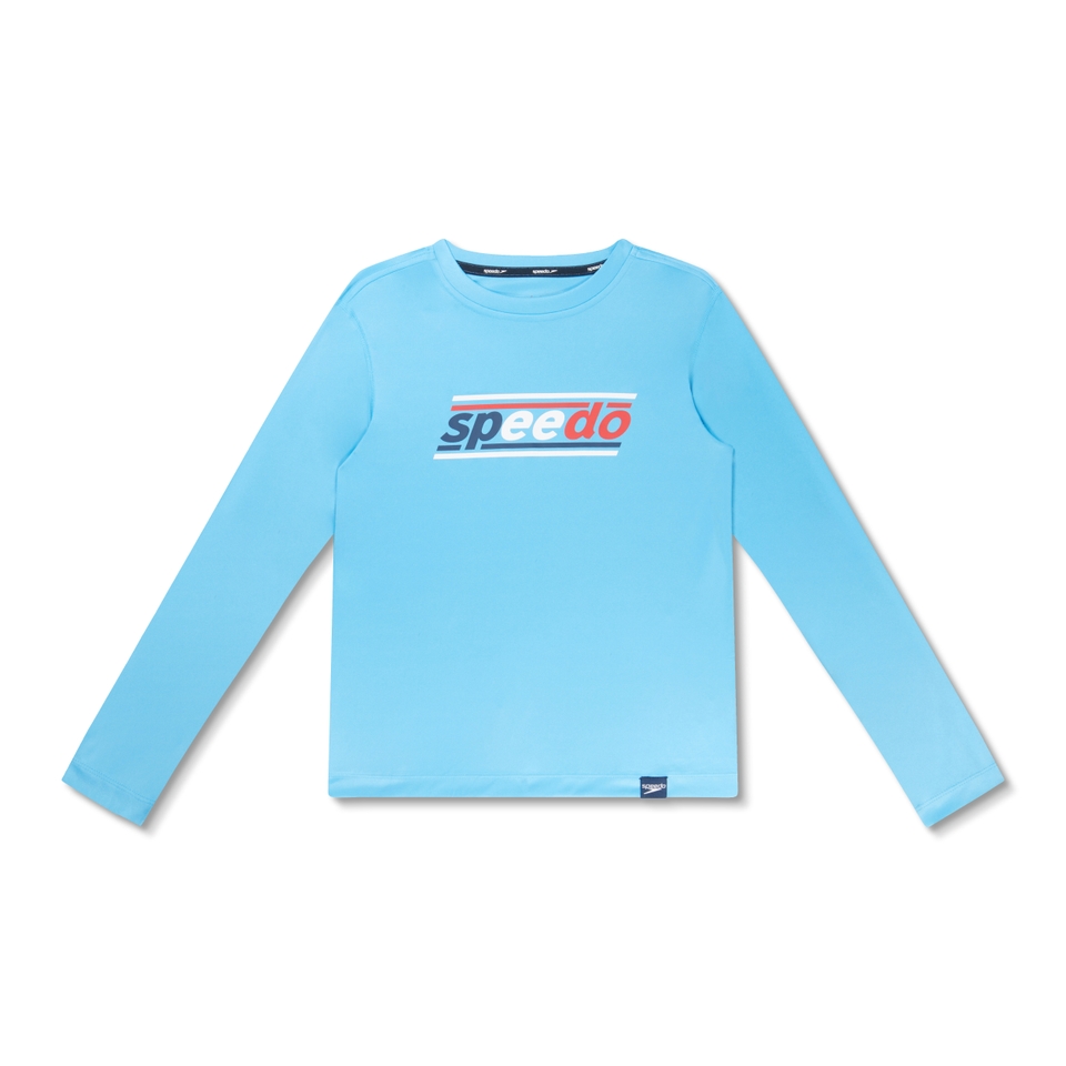 Boys Graphic Long Sleeve Swim Shirt Blue