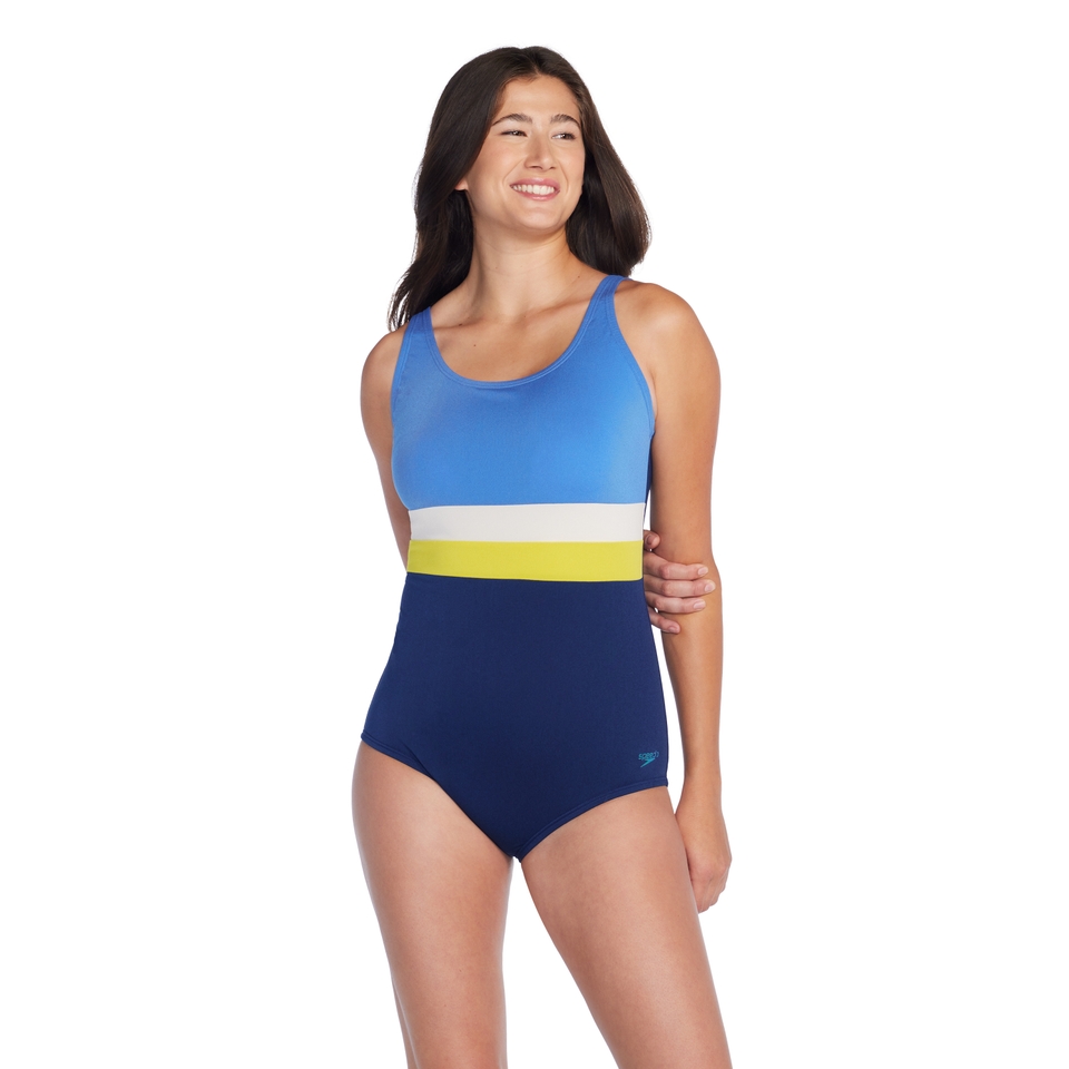 Women's Banded Colorblock One Piece Blue