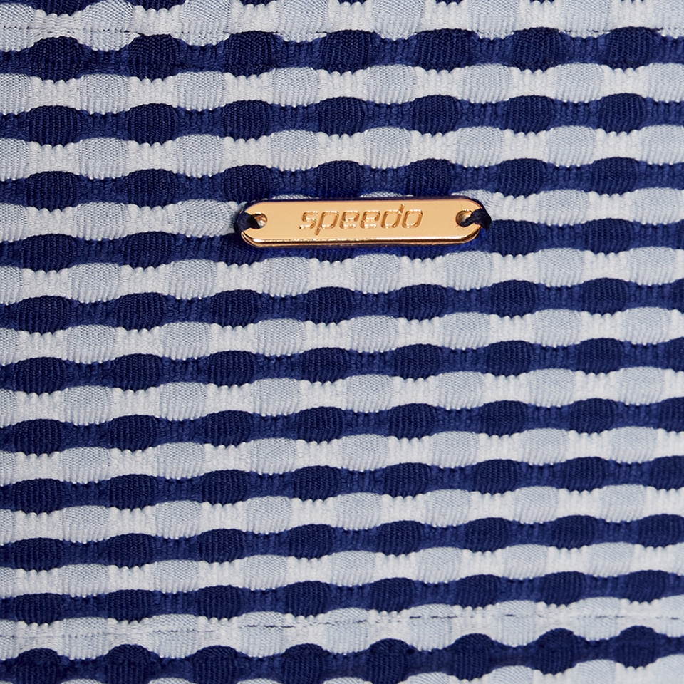 Women's Textured Stripe Tie Front Bandeau Blue