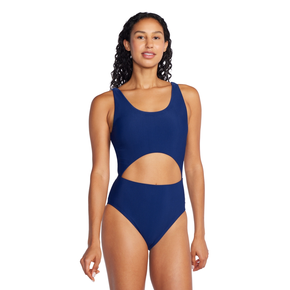 Monopièce Keyhole Rib pour femmes, bleu