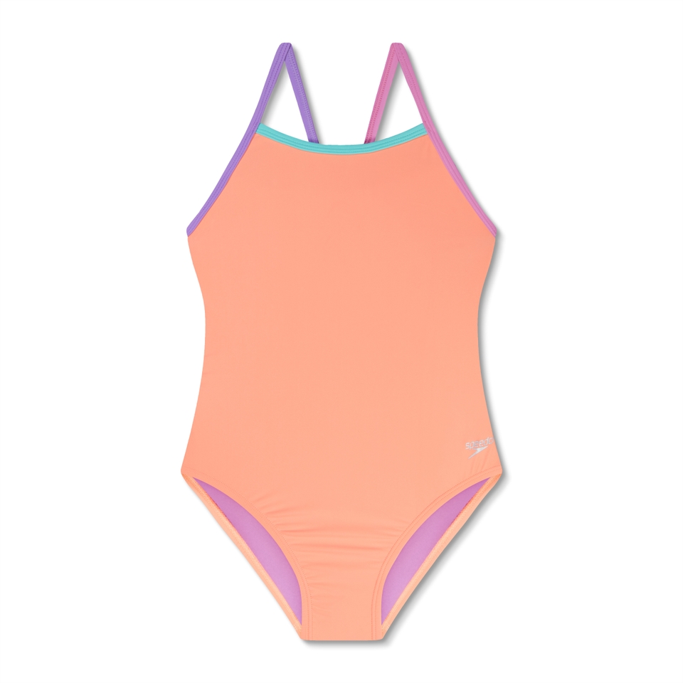 Girl's Solid Propel Back One Piece Pink