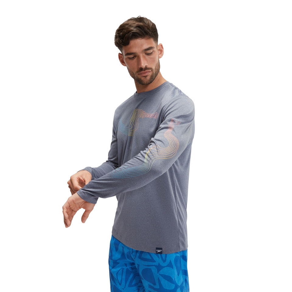Men's Long Sleeve Graphic Swim Rashguard Navy