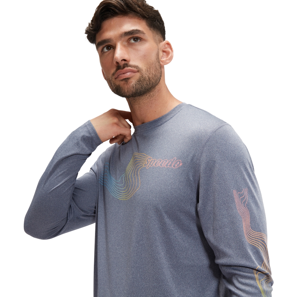 Men's Long Sleeve Graphic Swim Rashguard Navy