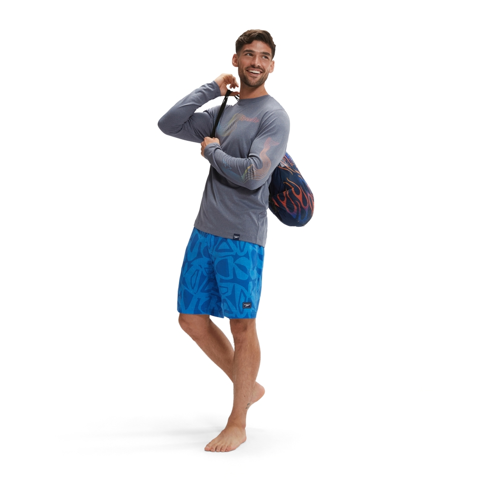 Men's Long Sleeve Graphic Swim Rashguard Navy