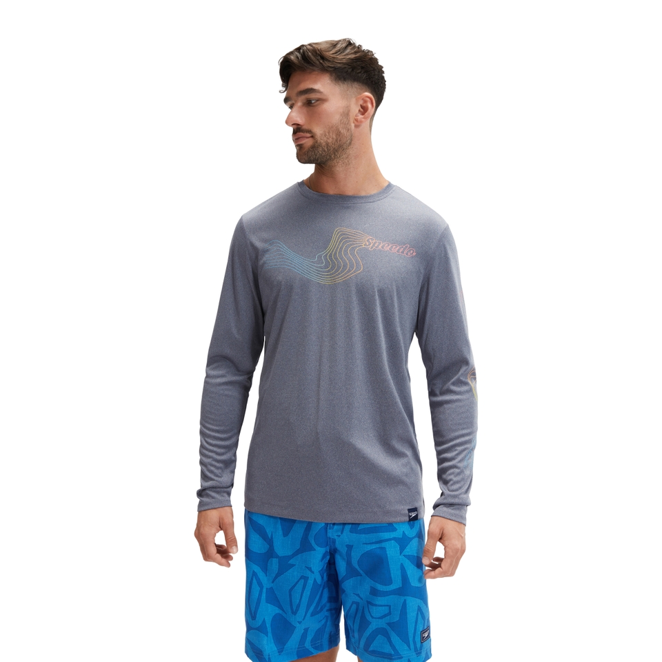 Men's Long Sleeve Graphic Swim Rashguard Navy