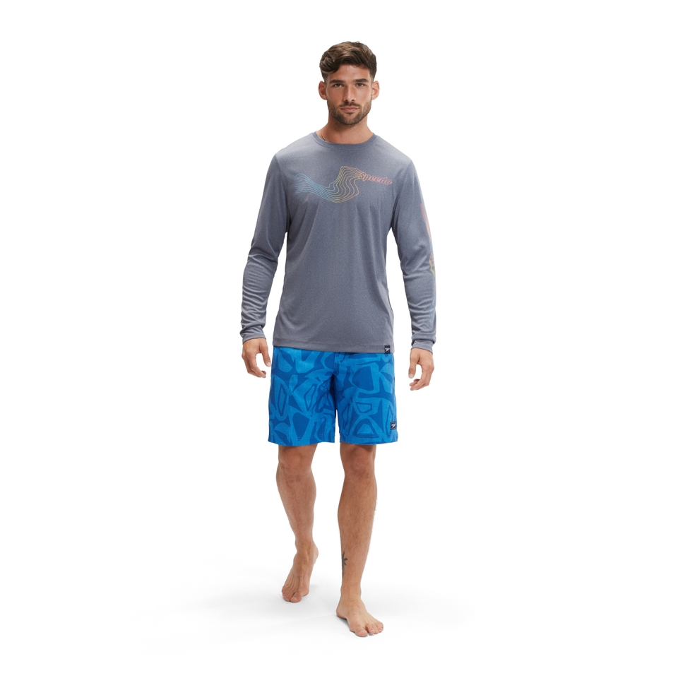 Men's Long Sleeve Graphic Swim Rashguard Navy