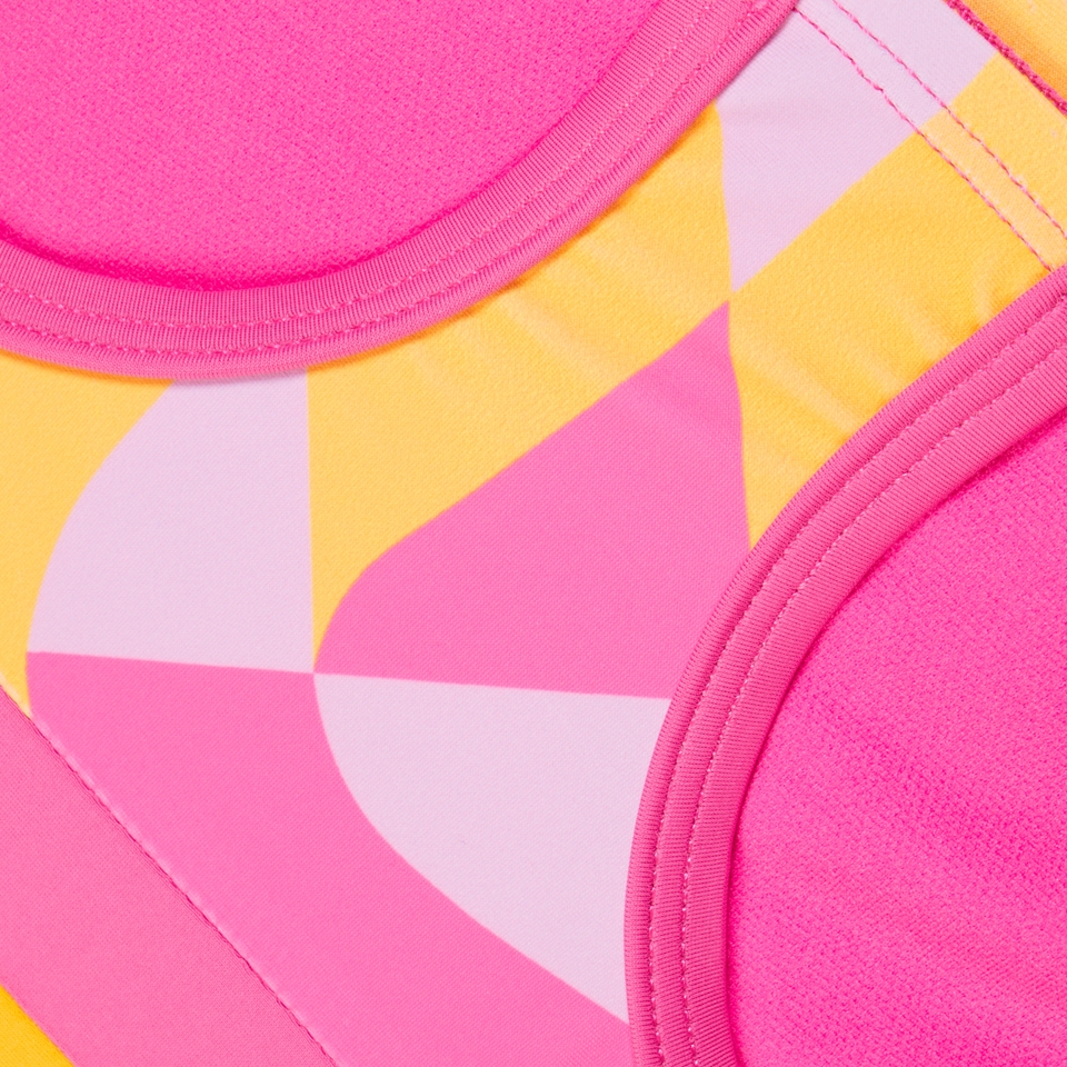 Girls Print Blocked Bikini Set Pink/Orange