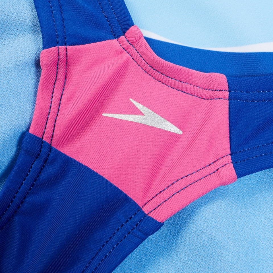 Girls Printed Sport Splice One Piece Blue