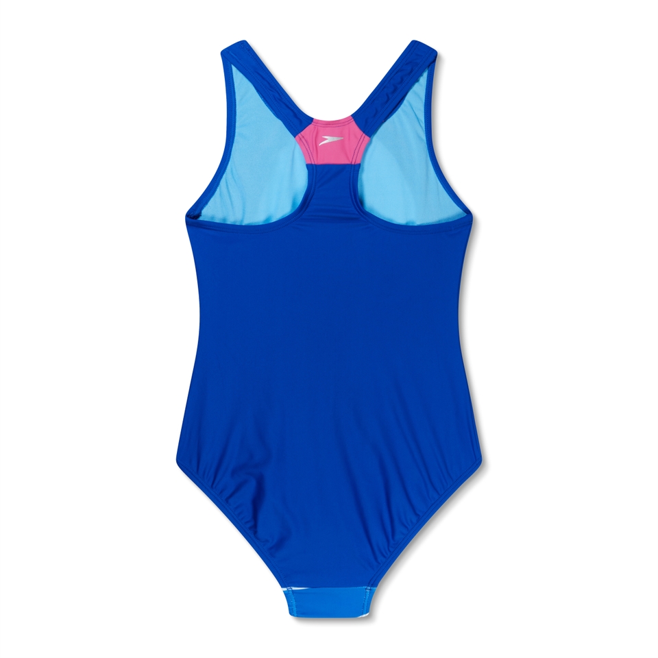 Girls Printed Sport Splice One Piece Blue